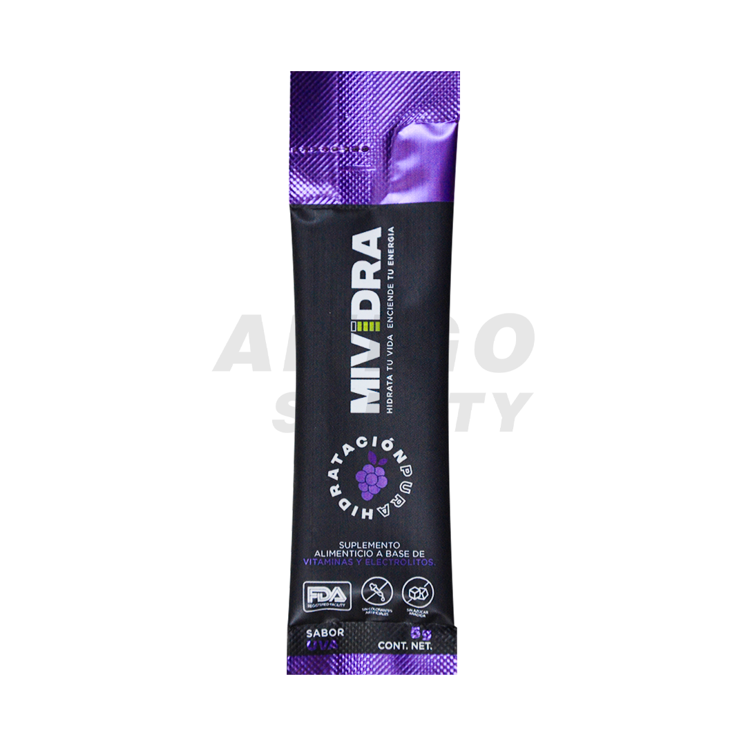 BEBIDA HIDRATANTE SIN AZÚCAR SOBRE PARA 600 ML MIVIDRA UVA 5 G